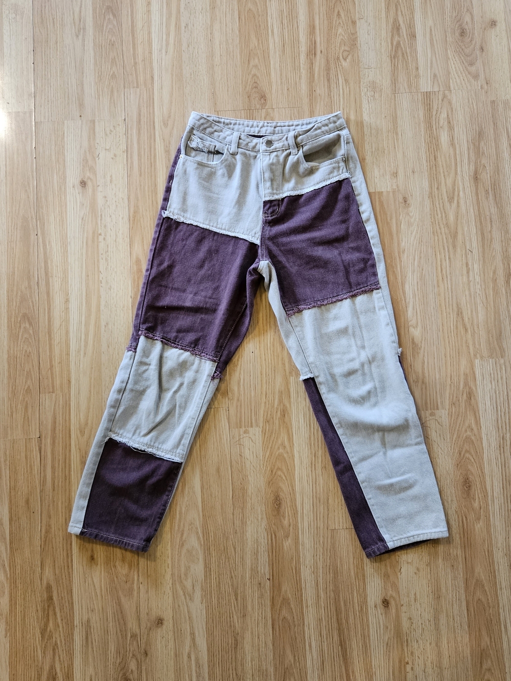 SHEIN Cream and Tan Color Block Pants